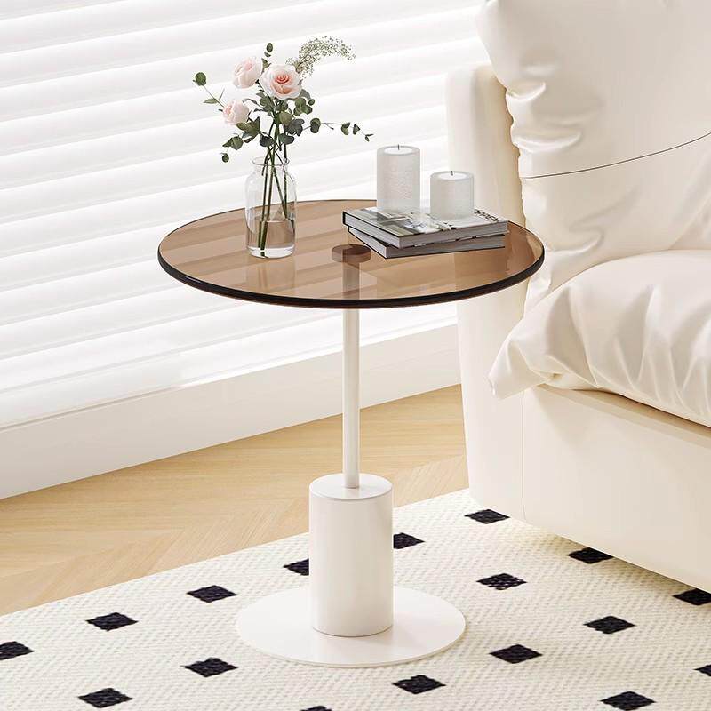 迷你沙发边几茶几客厅家用创意岩板角几床头不锈钢玻璃小圆桌子