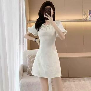 2024新款 夏季 裙子女款 国风珍珠花朵刺绣新中式 连衣裙轻奢高端女装