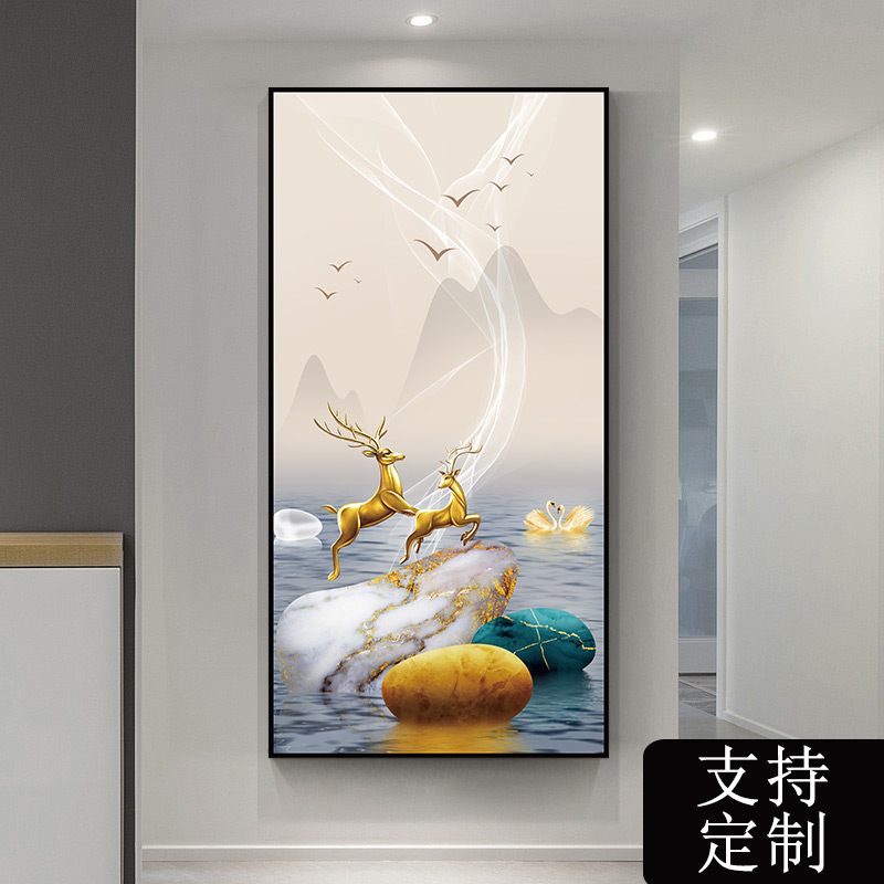 客厅入门玄关装饰画现代轻奢风3D立体自粘贴画餐厅走廊过道墙壁画图片