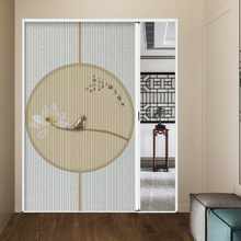 新中式低轨折叠推拉隐形蜂巢门卧室客厅阳台衣柜免打孔伸缩隔断门