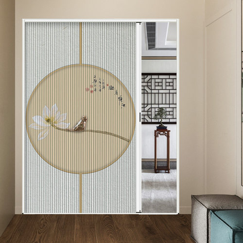 新中式低轨折叠推拉隐形蜂巢门卧室客厅阳台衣柜免打孔伸缩隔断门 - 封面