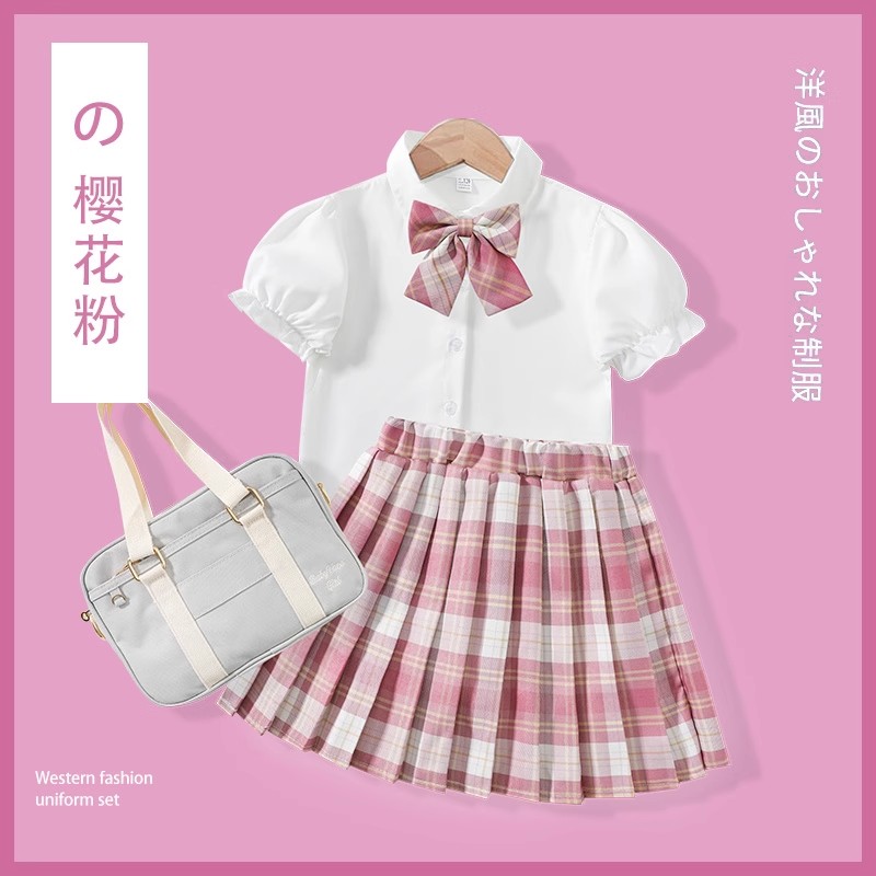 jk套装女童夏季连衣裙2025时髦洋气学生中大儿童裙装学院风公主裙
