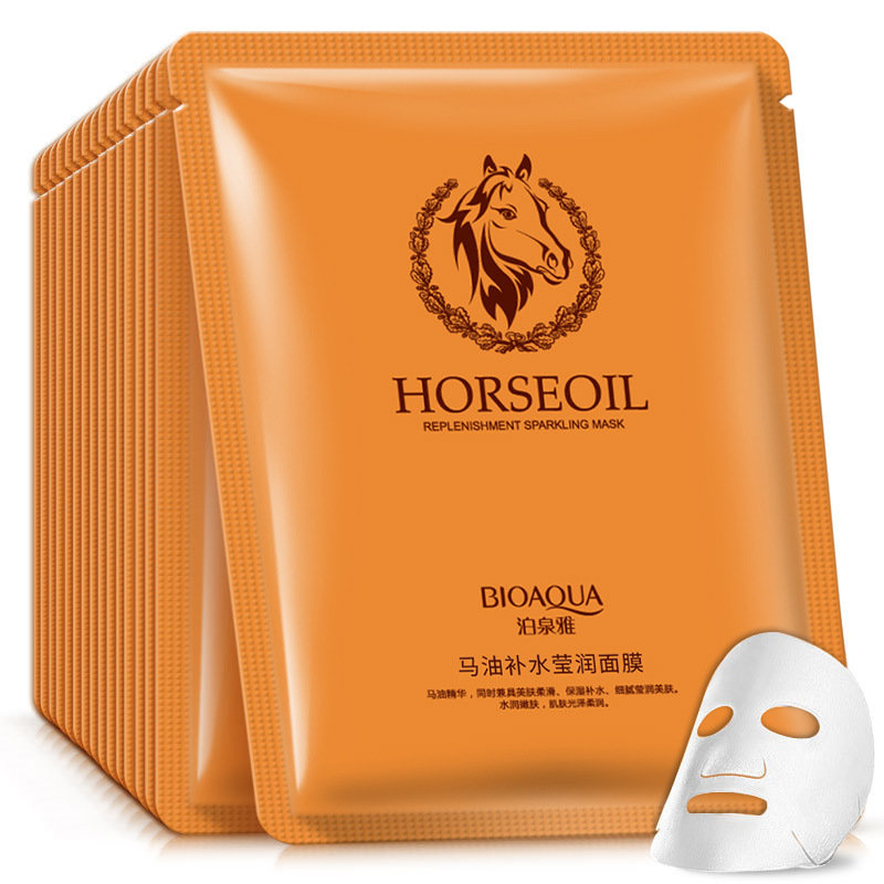 10pcs Horse Oil Sheet  Facial Mask Skin Care10片马油保湿面膜 洗护清洁剂/卫生巾/纸/香薰 面膜 原图主图