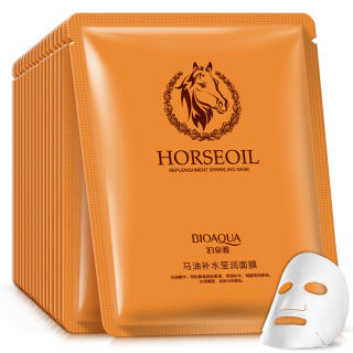 10pcs Horse Oil Sheet Facial Mask Skin Care10片马油保湿面膜