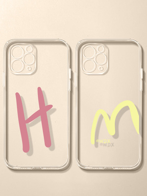 轻奢风创意字母适用iphone16promax苹果15plus手机壳13透明11情侣12小众高级感mate60华为p70小米14女diy定制