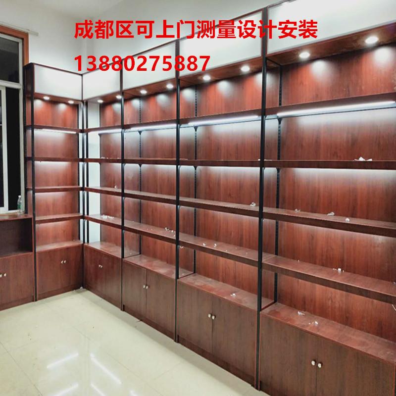 钢木货架展柜置物架化妆品架红酒白酒展示架陈列柜高柜酒柜货架