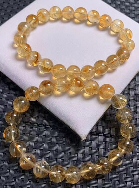 2026天然巴西黄水晶手链黄阿塞招财黄色珠子串珠散珠单圈手串男女