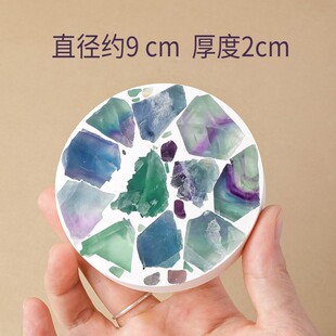 2026天然水晶杯垫摆件萤石粉水晶家居桌面装饰水晶工艺品甜品水晶