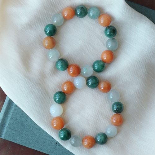 2025福利款 天然独龙玉大颗粒多宝色圆珠款手链 男女款翡翠色手串