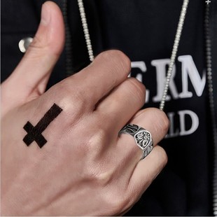 2026千叶泰银船锚戒指环潮人个性百搭复古泰银戒指男食指高级感礼