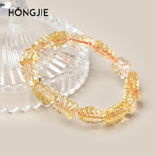 2026黄水晶随形手串女男东海玛瑙玉髓翡翠金黄宝玉石散珠子千禧面