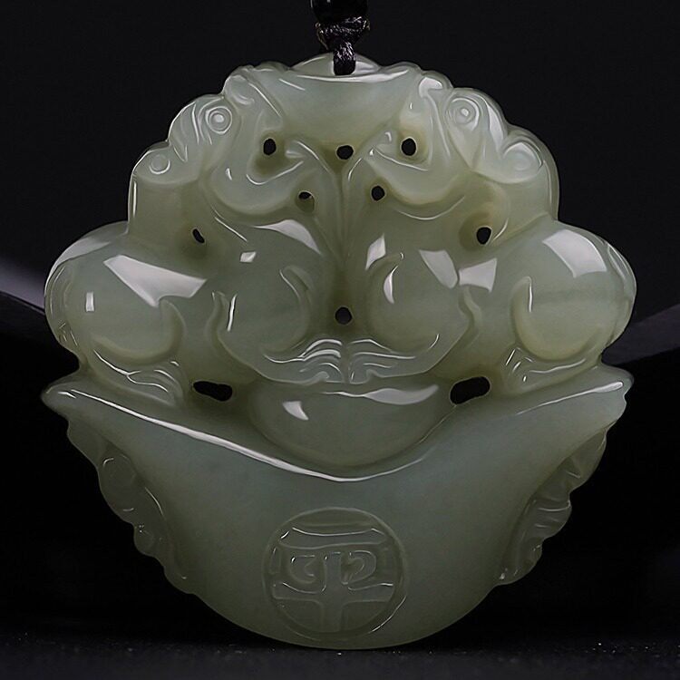 2026天然和田玉貔貅吊坠玉佩挂件女款双貔貅挂件双面雕平安元皮丘