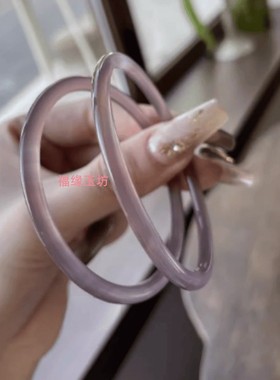 2026紫玉髓叮当 镯细款国风新中式冰种翡翠色手镯玛瑙玉烟紫色