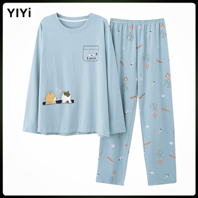 新款睡衣男春秋款纯棉长袖卡通套装秋季男士随性青少年休闲家居服