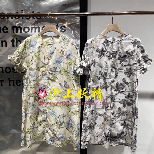 毅播商场同款26夏季新款圆领印花短袖连衣裙BDT2LD1582时鸣春涧中