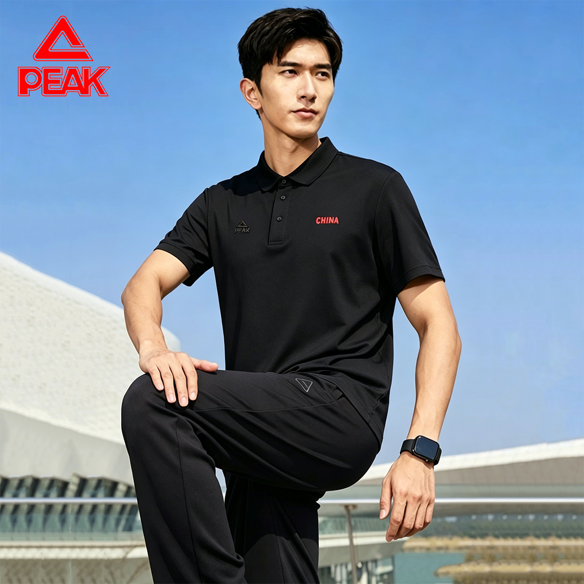 匹克 CHINA 国潮 POLO 衫男夏季薄款透气翻领短袖 T 恤