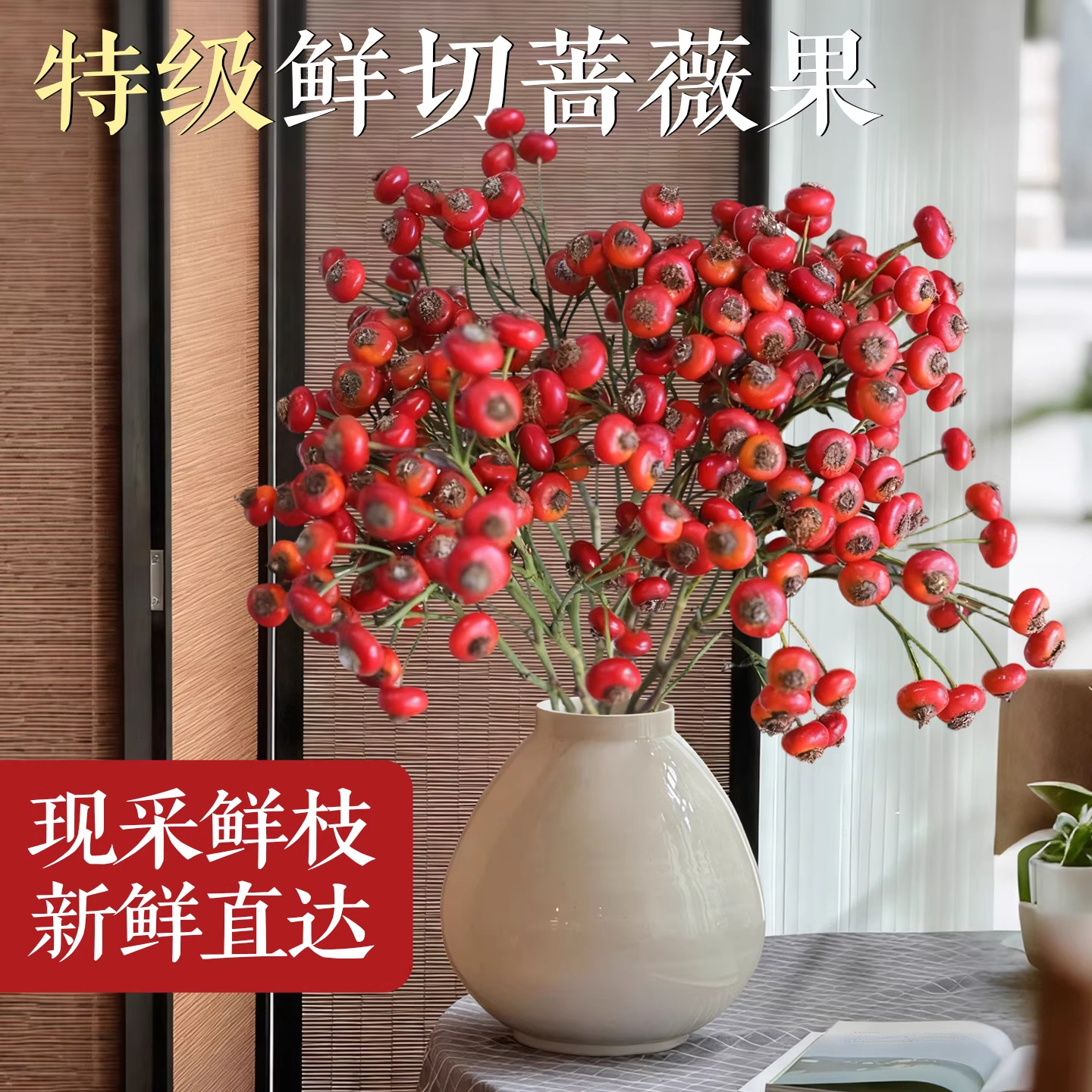 蔷薇果鲜切花山归来干枝条水培植