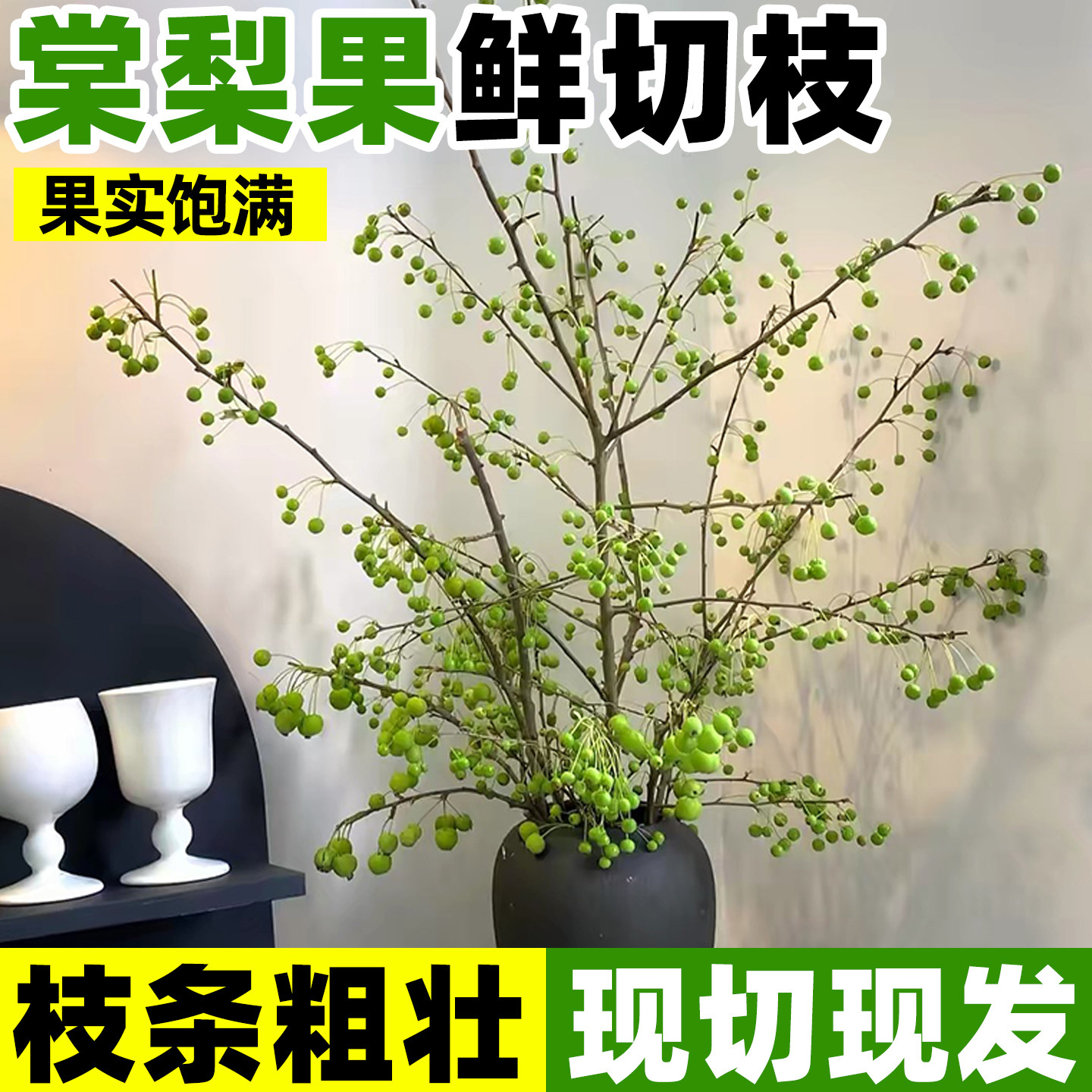 绿色棠梨果鲜花云南直发室内水培
