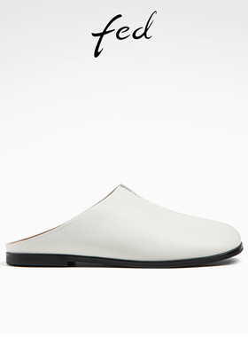 fed穆勒鞋夏季新款女鞋白色后空单鞋包头凉拖鞋女款D0509-ZCA581