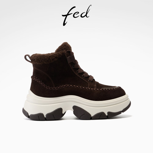 fed厚底雪地靴冬季新款女靴保暖时装靴加绒休闲短靴女S1104-YA016