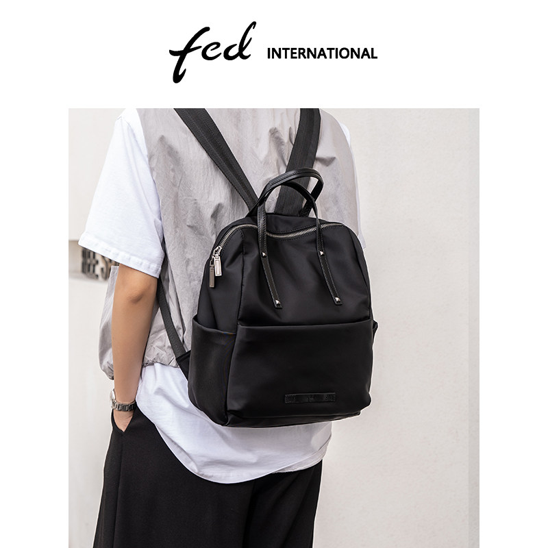 fed包包大容量防泼水百搭休闲背包女包高级轻便双肩包书包BFA9