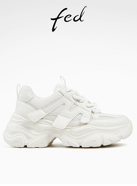 fed白色老爹鞋夏季新款女鞋轻便休闲鞋厚底运动鞋女D0423-ZCA508