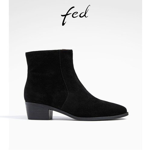 靴子女短筒真皮切尔西靴西部靴