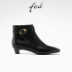 S1009 fed小方头时装 女靴简约真皮靴黑色短靴女款 新款 CA016 靴冬季
