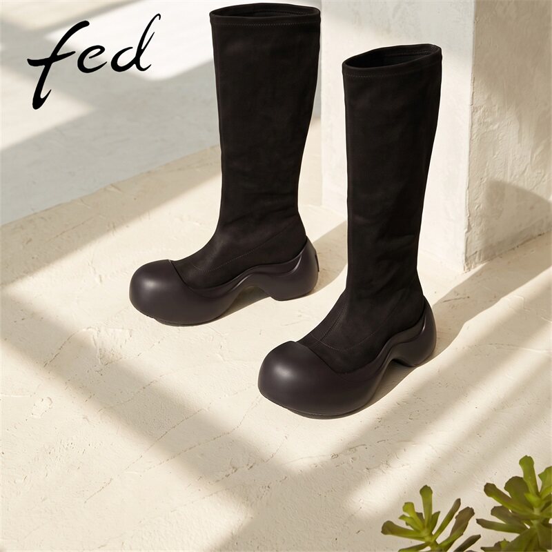 fed厚底长筒靴女秋季新款女靴