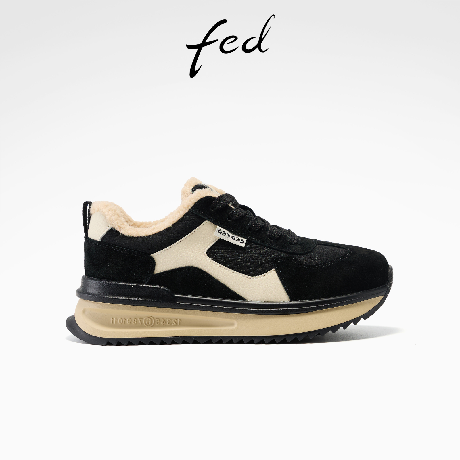 fed加绒阿甘鞋冬季新款女鞋厚底休闲鞋拼色德训鞋女款S1025-ZC729