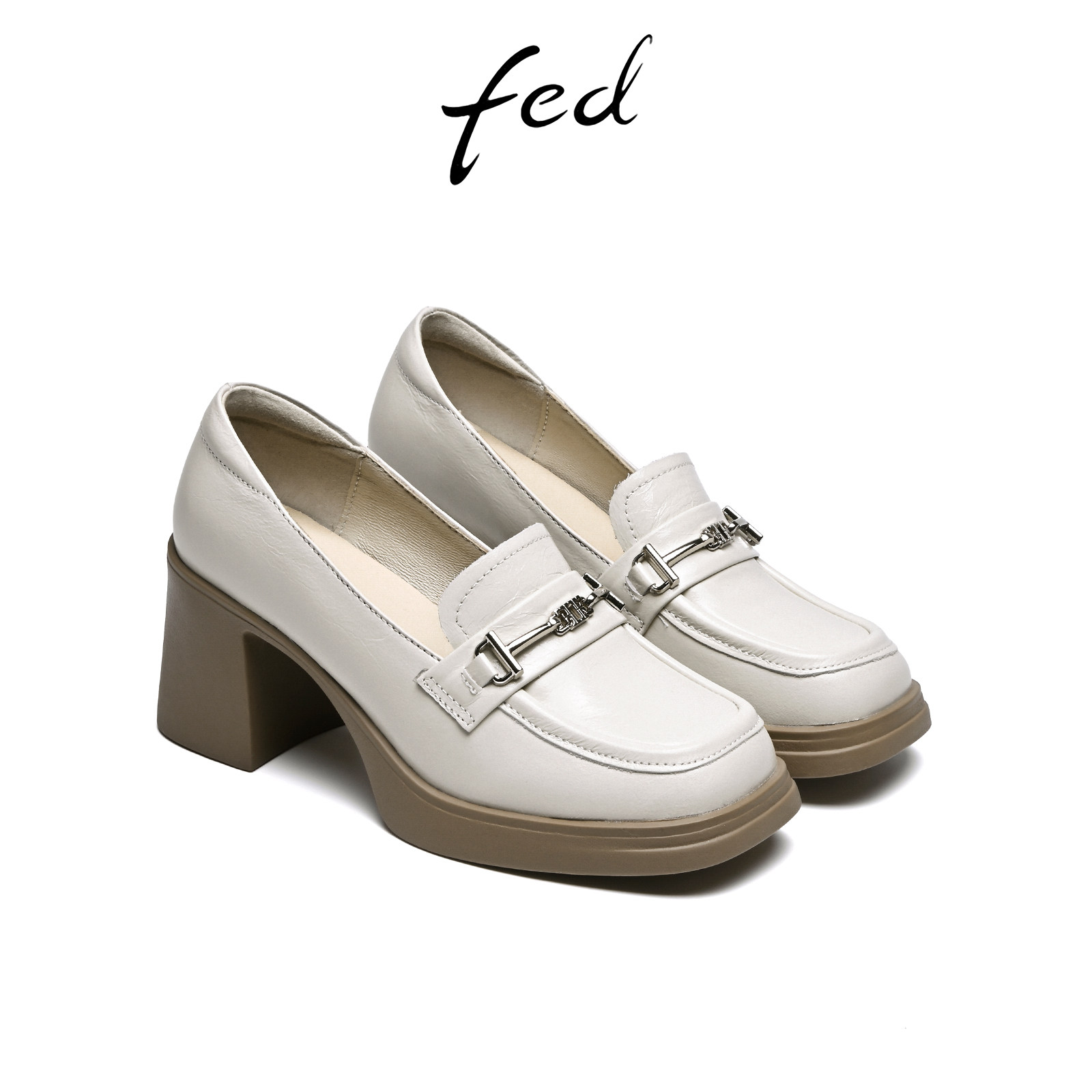 fed高跟一脚蹬乐福鞋女春季新款