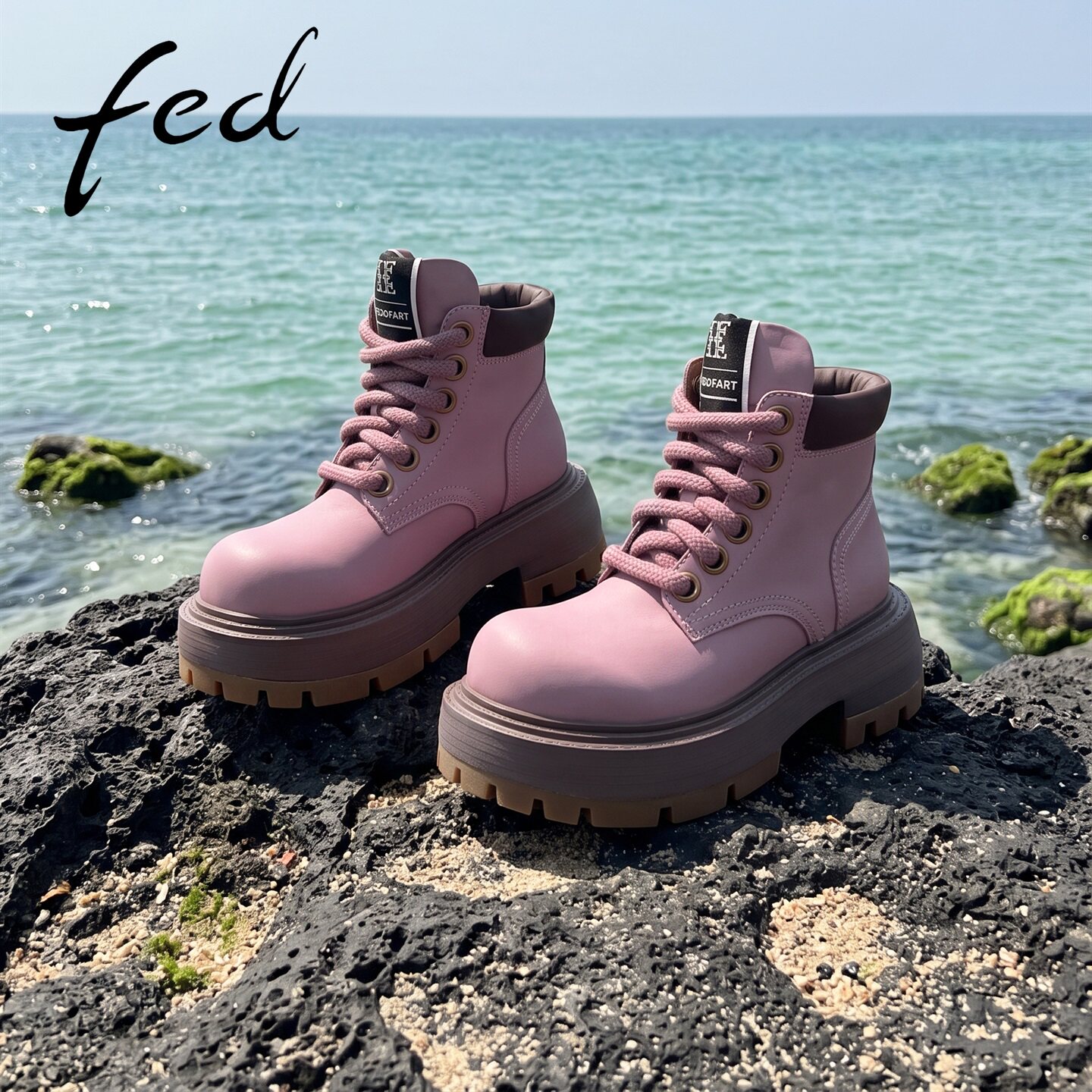 fed复古增高耐磨女马丁靴