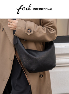 fed植鞣皮头层牛皮包新月包牛角包单肩包腋下包斜垮包女包BFA9086