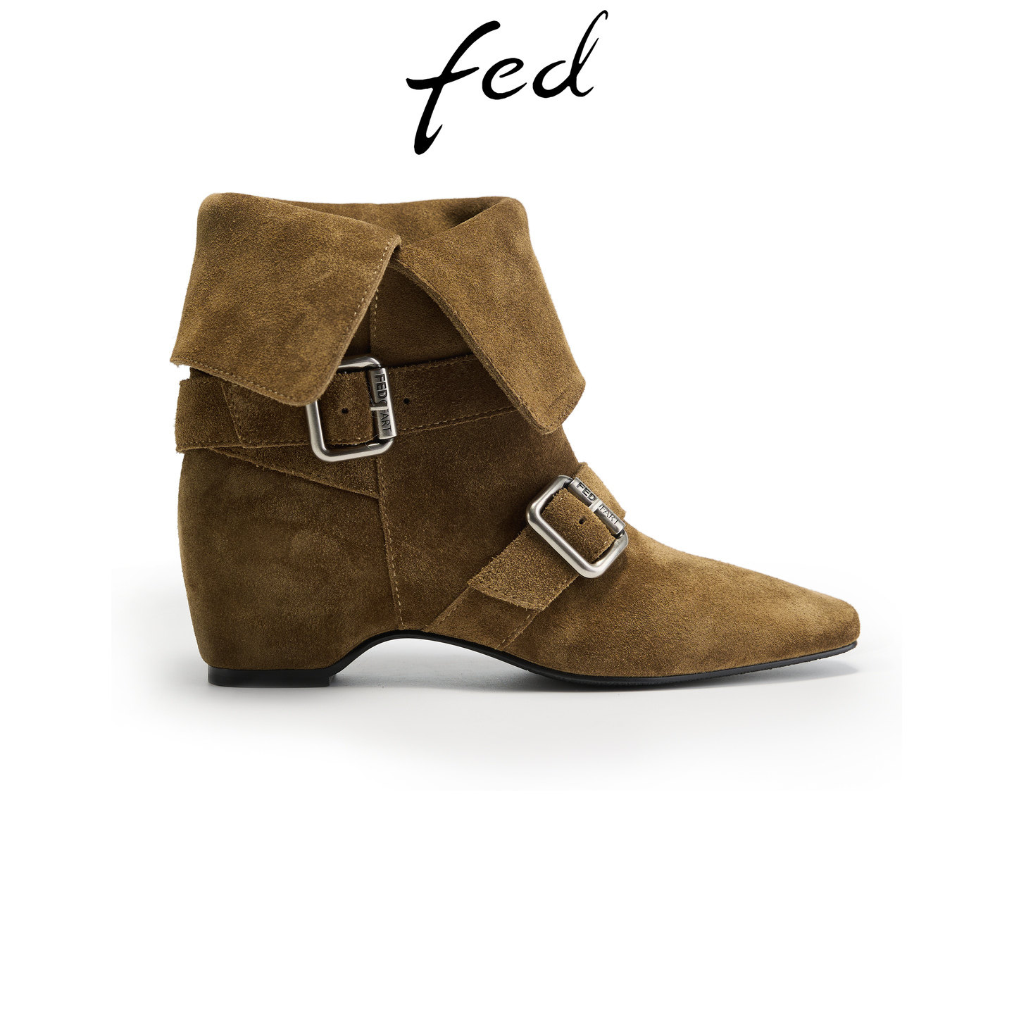 fed美拉德绒面瘦瘦西部短靴女