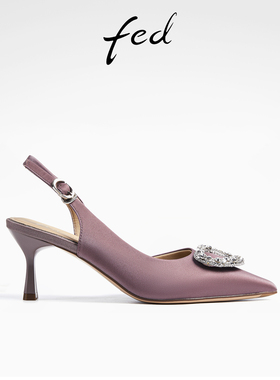 fed浅口单鞋夏季新款女鞋细跟水钻凉鞋气质高跟鞋女D0420-ZCA360