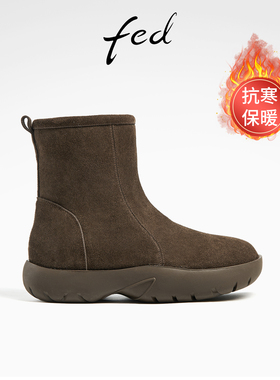 fed软底短靴冬季新款靴子增高雪地靴加绒保暖靴女款R1230-ZFA939