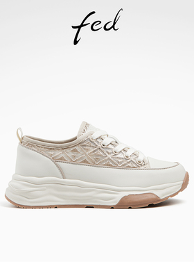 fed增高透气休闲鞋夏季新款女鞋松糕底板鞋帆布鞋女D0503-ZCA563