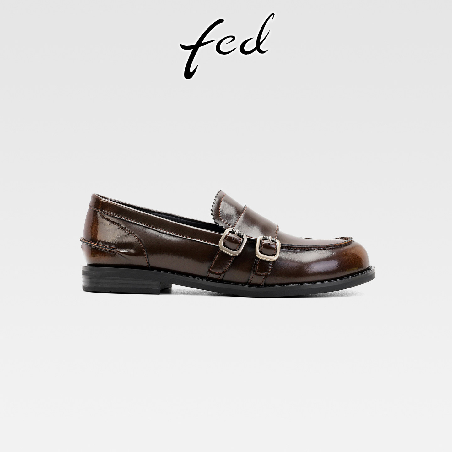 fed英伦风真皮粗跟乐福鞋女复古皮带扣小皮鞋一脚蹬低跟圆头单鞋,女鞋,乐福鞋（豆豆鞋）,淘宝优惠券,粉丝福利购,淘宝优惠卷