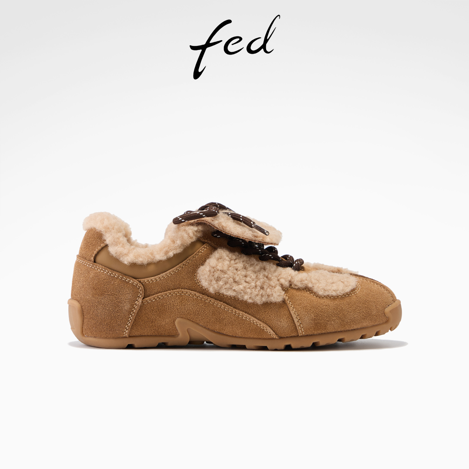 fed翻盖毛毛鞋冬季新款女鞋加绒德训鞋轻便休闲鞋女S1118-YAB029