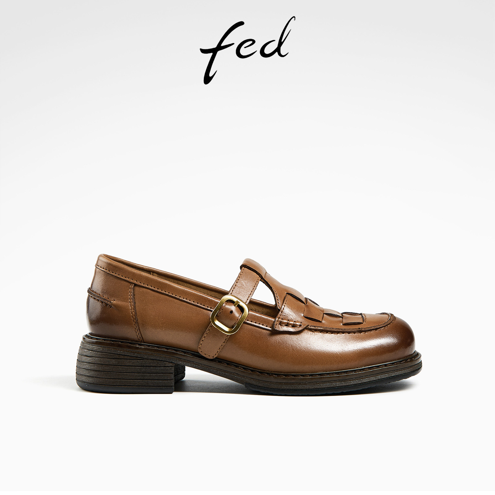 fed焦糖色乐福鞋春季新款女鞋复古玛丽珍鞋真皮鞋女D0217-ZCA332,女鞋,乐福鞋（豆豆鞋）,淘宝优惠券,粉丝福利购,淘宝优惠卷