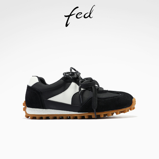 女鞋 双鞋 女S1009 秋季 ZC523 增高鞋 新款 时尚 fed厚底德训鞋 带阿甘鞋