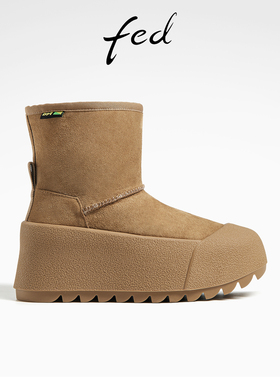 fed厚底雪地靴冬季新款靴子羊毛一体保暖靴加厚短靴D0106-YAB885