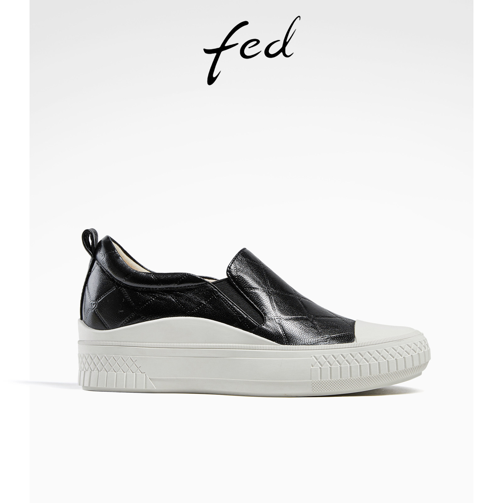 fed时尚休闲鞋女秋季新款女鞋真皮松糕厚底板鞋女款R0731-Y