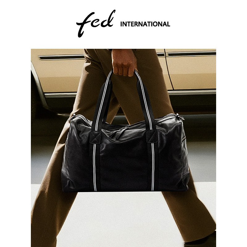 fed超大容量头层牛皮男士旅行出差百搭手提包斜垮包真皮BFA9399