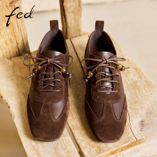 fed商城同款薄底阿甘鞋秋季新款女鞋复古休闲鞋薄底单鞋女FWG971