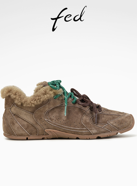 fed复古德训鞋春季新款女鞋加厚休闲鞋毛毛运动鞋女D1121-ZCA791