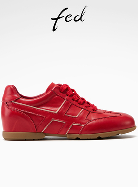 fed赤心归途德训鞋女春季新款女鞋红色阿甘鞋运动休闲鞋女款ZC060