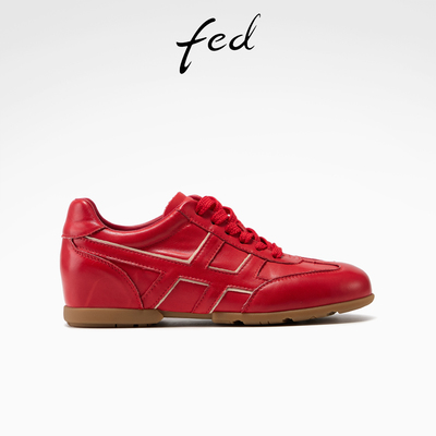 fed赤心归途德训鞋女春季新款女鞋红色阿甘鞋运动休闲鞋女款ZC060