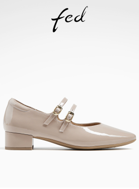 fed粗跟玛丽珍鞋春季新款女鞋小方头单鞋小皮鞋女款D0408-CAB001
