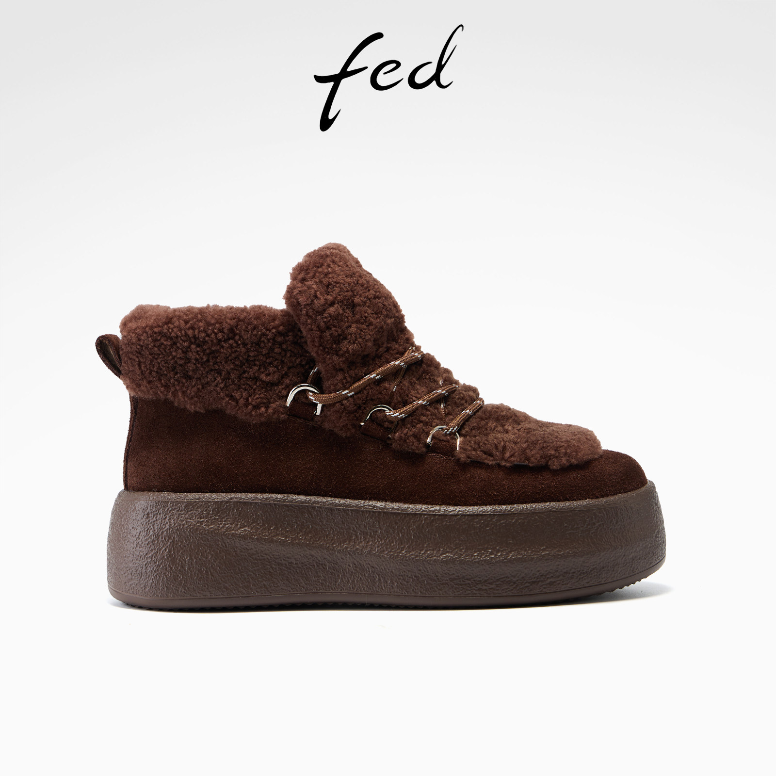 fed厚底雪地靴冬季新款女靴毛毛棉靴软底加绒短靴女款S1128-YA309